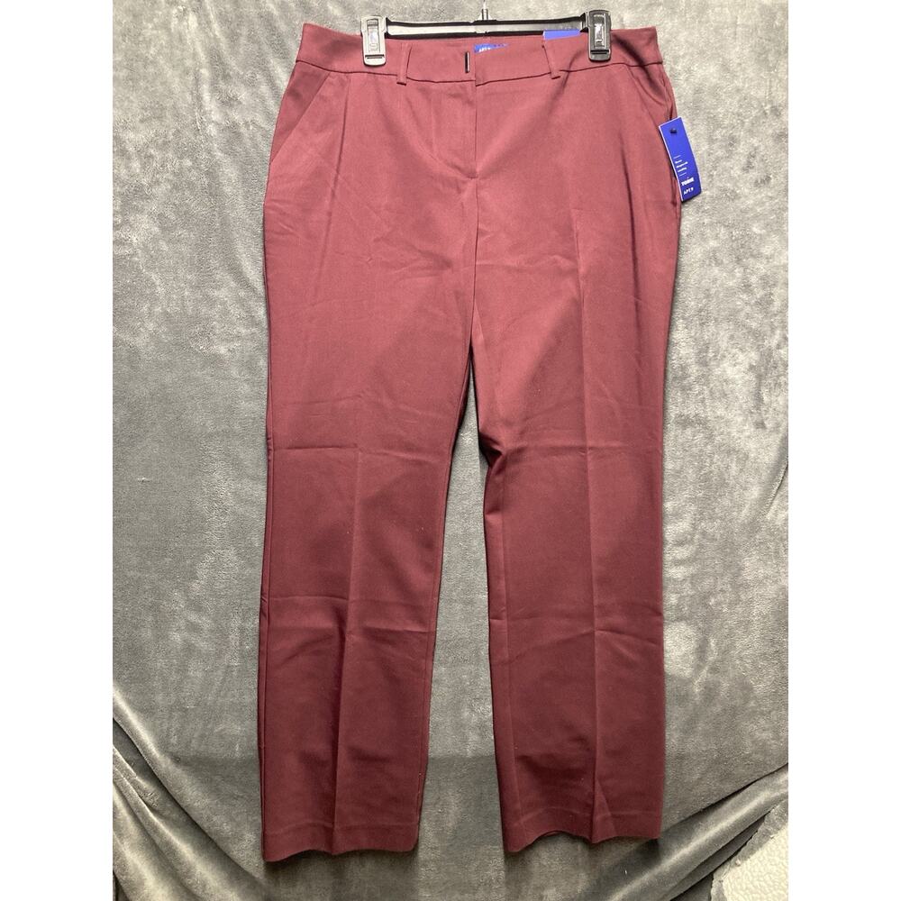 NEW APT. 9 Torie Burgundy Dress Pants Woman 14 Straight Mid Rise Career Academia